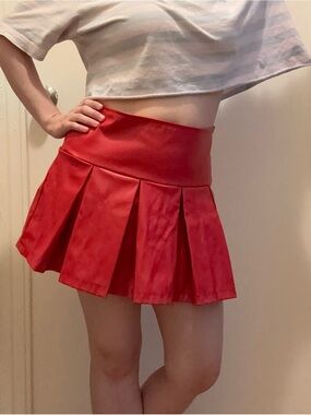 Forever 21 Red Pleated Mini Skirt